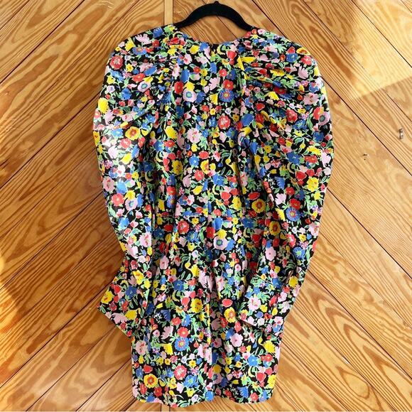 Zara Floral Print Mini Dress with Puffed Sleeves - Picture 3 of 5